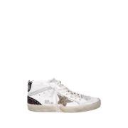 Glitter Ster Leren Hak en Golf Golden Goose , White , Dames