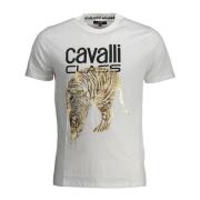 Witte T-Shirt Korte Mouwen Heren Cavalli Class , White , Heren