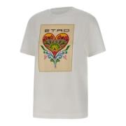 Wit Katoenen T-shirt met Logo Print Etro , White , Dames