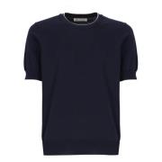 Blauwe Katoenen Crew Neck Sweater Brunello Cucinelli , Blue , Heren