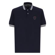 Blauw Katoenen Poloshirt met Logo Brunello Cucinelli , Blue , Heren