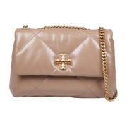 Diamantgestikte leren schoudertas Tory Burch , Beige , Dames