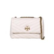 Chevron Leren Schoudertas Crème Tory Burch , Beige , Dames