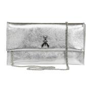 Metallic Fly Clutch met Afneembare Ketting Patrizia Pepe , Gray , Dame...