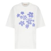 Witte Katoenen T-shirt Ronde Hals Korte Mouwen Marni , White , Dames