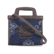 Blauwe katoenen en leren damestas Etro , Blue , Dames