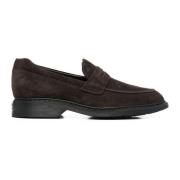 Bruine Leren Loafer Schoen Hogan , Brown , Heren