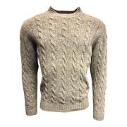 Kabel Rib Crew Neck Sweater Oester William Lockie , Beige , Heren