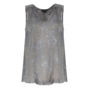 Grijze Zijden Mouwloze Ronde Hals Top Avant Toi , Gray , Dames