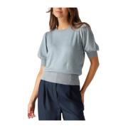 Blauwe Gebreide Top voor Vrouwen Minus , Blue , Dames