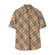 Vintage Check Patroon Klassieke Overhemd Burberry , Beige , Heren