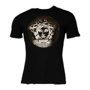 Medusa Print Crew Neck T-shirt Versace , Black , Heren