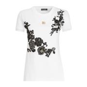 Logo Plaat T-shirt Dolce & Gabbana , White , Dames