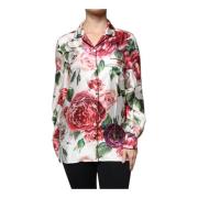 Witte Bloemen Zijden Blouse Top Dolce & Gabbana , Multicolor , Dames