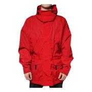 Rode Hooded Parka Jas met Logo Dolce & Gabbana , Red , Heren