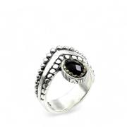 925 Zilveren Onyx Ring Jalan Jalan , Black , Dames