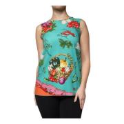 Groente Print Zijden Tanktop Dolce & Gabbana , Multicolor , Dames