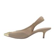 Lurex Gebreide Slingback Schoenen Pinko , Beige , Dames