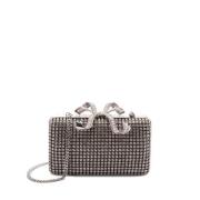 Strik Detail Zilver-tone Clutch Tas Self Portrait , Gray , Dames