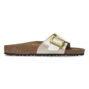 Sandaal met Satijnen Afwerking en Metalen Gesp Birkenstock , Gray , Da...