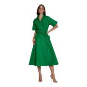 Groene Taffeta Midi Overhemdjurk Moskada , Green , Dames