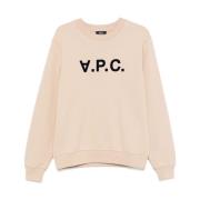 Logo Print Crewneck Sweater Beige A.p.c. , Beige , Dames