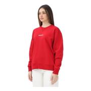 Rode Crewneck Sweater met Wit Logo Dsquared2 , Red , Dames