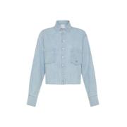 Korte Denim Blouse Forte Forte , Blue , Dames