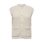 Glitter Berken/Zilver Gebreid Vest Only Carmakoma , Beige , Dames