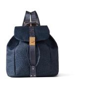 Denim Rugzak met Archiefgesp Sluiting Borbonese , Blue , Dames