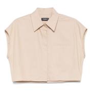 Mouwloze Cropped Shirt Dondup , Beige , Dames