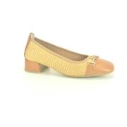 Raffia Pump met Camel Detail Hispanitas , Brown , Dames