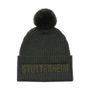 Pompon Ribgebreide Beanie Stutterheim , Green , Unisex