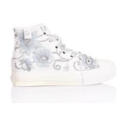 Witte Blauwe Sneakers met Borduurwerk Mimanera , White , Dames