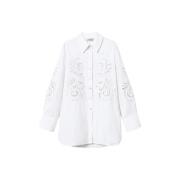 Wit Geborduurd Overhemd Twinset , White , Dames