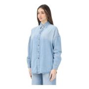 Lichte Denim Shirt met Verlaagde Schouders Diesel , Blue , Dames