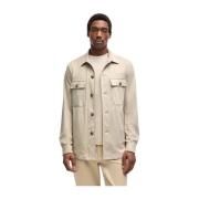 Stretch Stof Overhemd Jas Hugo Boss , Beige , Heren