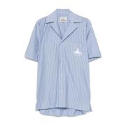 Blauwe Knoopshirt met Orb Logo Vivienne Westwood , White , Heren