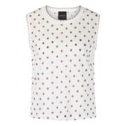 Gestippelde Gebreide Top Marc Cain , White , Dames