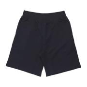 Katoenen shorts met logoplaquette Moschino , Black , Heren