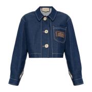 Denimjack met Logopatch Gucci , Blue , Dames