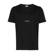 Logodetail Katoenen T-shirt Mannen Saint Laurent , Black , Heren