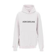 Logo capuchontrui met versleten details Balenciaga , White , Heren