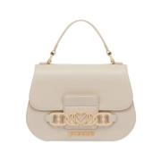 Ivoor Schoudertas met Logoprint Moschino , Beige , Dames