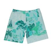 Katoenen shorts met knoopdetails Laneus , Green , Heren