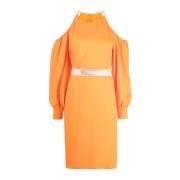 Off-Shoulder Jurk met Parel Detail Stella McCartney , Orange , Dames