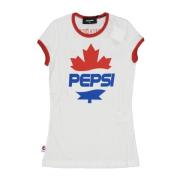 Logo Katoenen T-shirt met Pepsi Print Dsquared2 , White , Heren