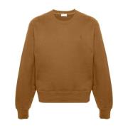 Logo Geborduurde Katoenen Sweatshirt Saint Laurent , Brown , Heren