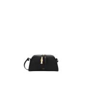 Zwarte leren schoudertas met rits Furla , Black , Dames