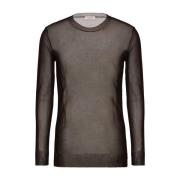 Semi-Transparante Crew Neck Sweater Valentino , Brown , Heren